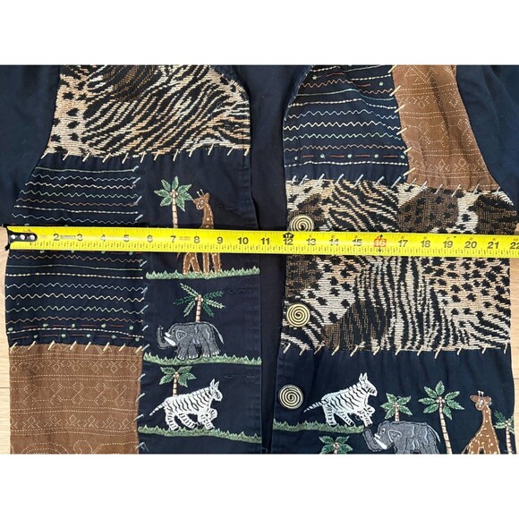 New Direction Safari Patchwork Women Jacket Embroidered African Animals Cotton M - Picture 4 of 9